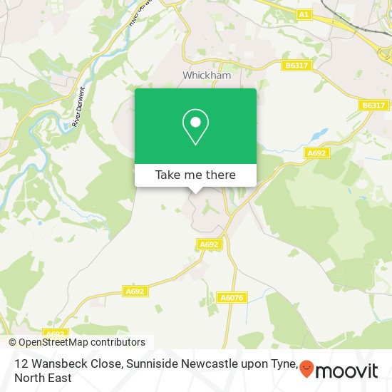 12 Wansbeck Close, Sunniside Newcastle upon Tyne map