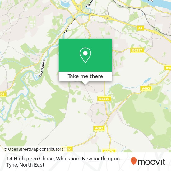 14 Highgreen Chase, Whickham Newcastle upon Tyne map