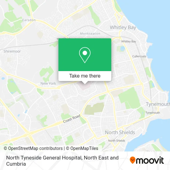 North Tyneside General Hospital map