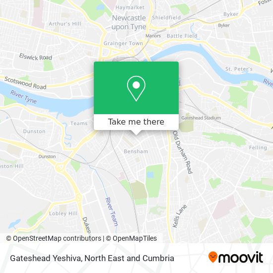 Gateshead Yeshiva map