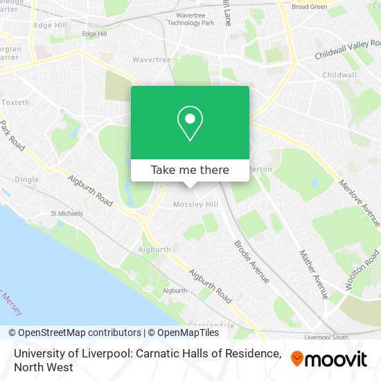 University of Liverpool: Carnatic Halls of Residence map