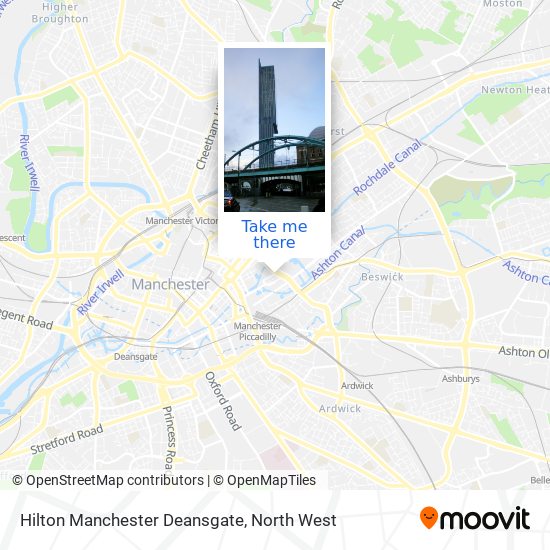 Hilton Manchester Deansgate map