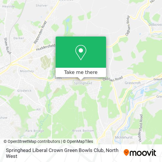 Springhead Liberal Crown Green Bowls Club map