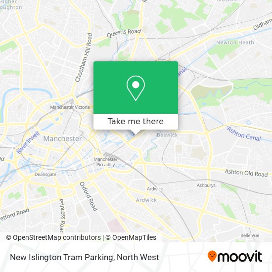 New Islington Tram Parking map