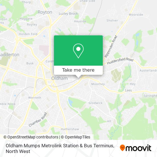 Oldham Mumps Metrolink Station & Bus Terminus map