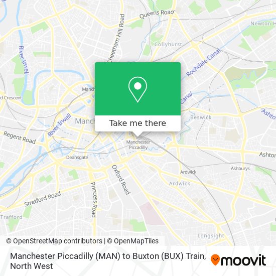 Manchester Piccadilly (MAN) to Buxton (BUX) Train map