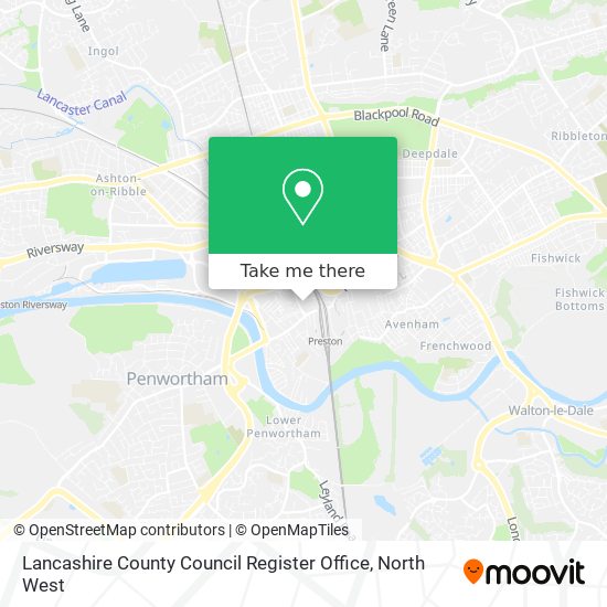 How to get to Lancashire County Council Register Office in Preston by Bus  or Train?