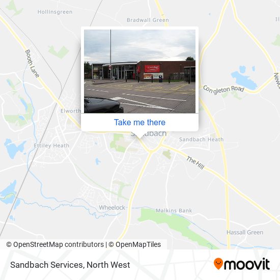 Sandbach Services map