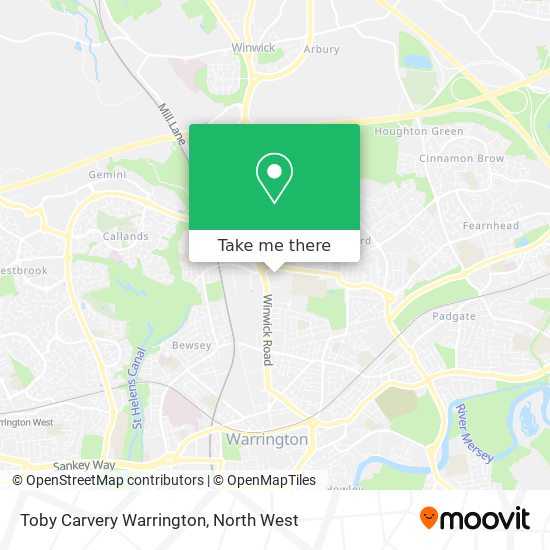 Toby Carvery Warrington map