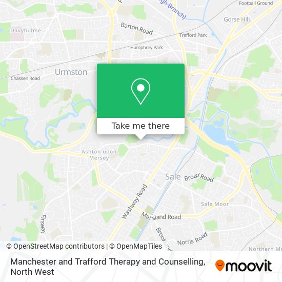 Manchester and Trafford Therapy and Counselling map