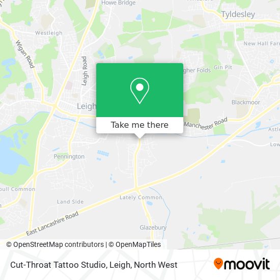 Cut-Throat Tattoo Studio, Leigh map