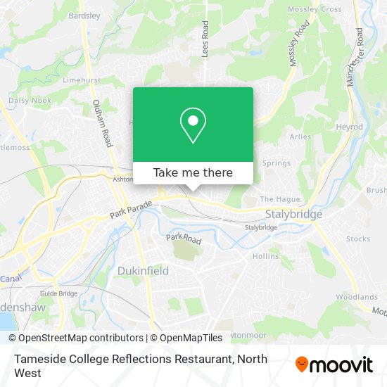 Tameside College Reflections Restaurant map