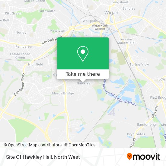 Site Of Hawkley Hall map