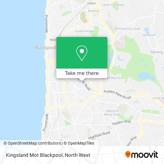 Kingsland Mot Blackpool map