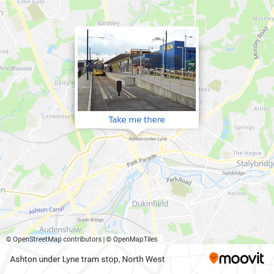 Ashton under Lyne tram stop map