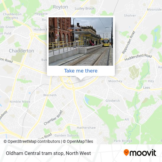 Oldham Central tram stop map