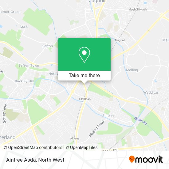 How to get to Aintree Asda in Old Roan by bus or train?