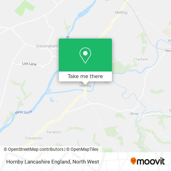 Hornby Lancashire England map