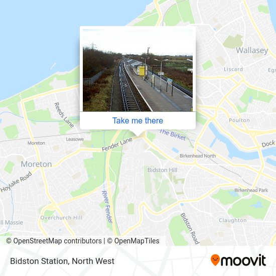 How to get to Bidston Station in Birkenhead by train or bus?