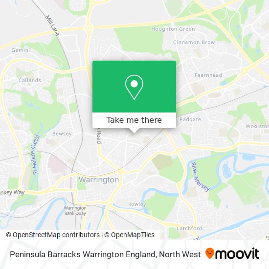 Peninsula Barracks Warrington England map
