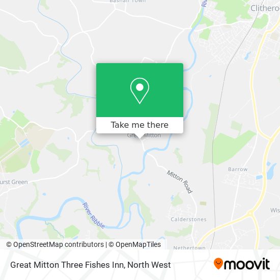 Great Mitton Three Fishes Inn map