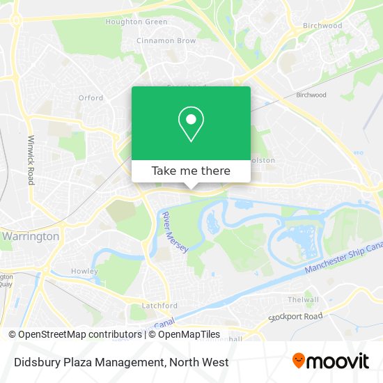 How to get to Didsbury Plaza Management in Warrington by Bus or Train?