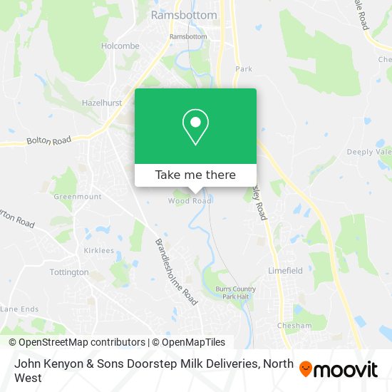 John Kenyon & Sons Doorstep Milk Deliveries map
