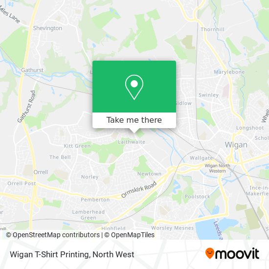 Wigan T-Shirt Printing map