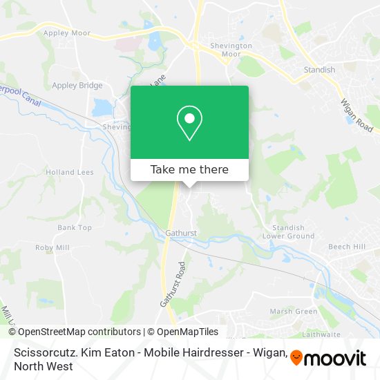 Scissorcutz. Kim Eaton - Mobile Hairdresser - Wigan map