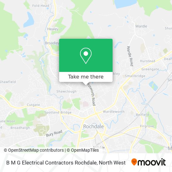 B M G Electrical Contractors Rochdale map