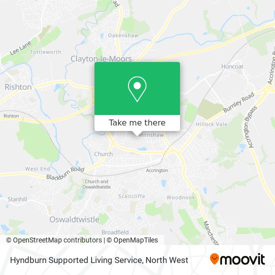 Hyndburn Supported Living Service map