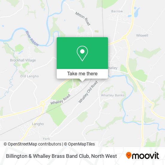 Billington & Whalley Brass Band Club map