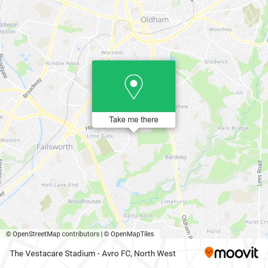 The Vestacare Stadium - Avro FC map