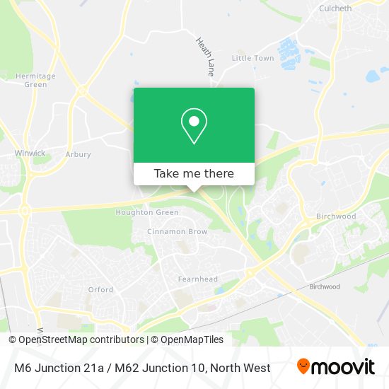 M6 Junction 21a / M62 Junction 10 map