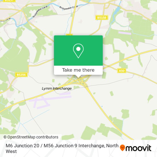 M6 Junction 20 / M56 Junction 9 Interchange map