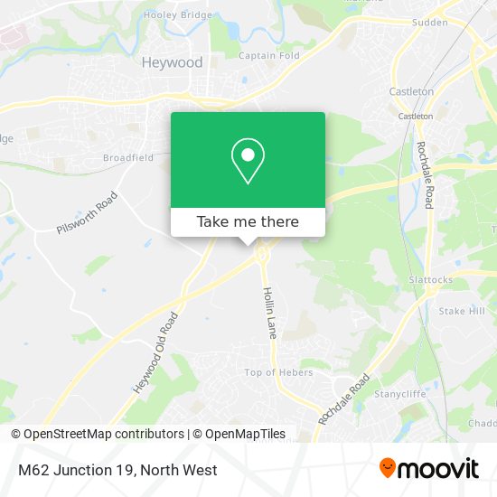 M62 Junction 19 map