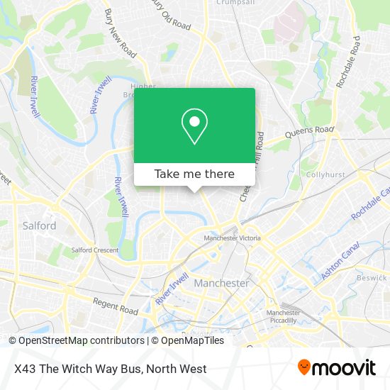 X43 The Witch Way Bus map