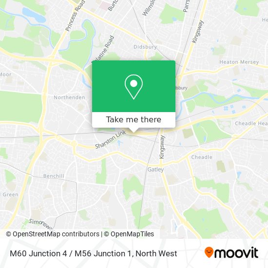 M60 Junction 4 / M56 Junction 1 map