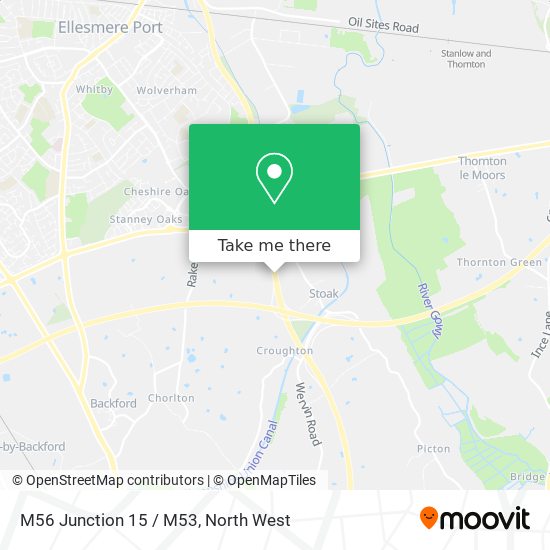 M56 Junction 15 / M53 map