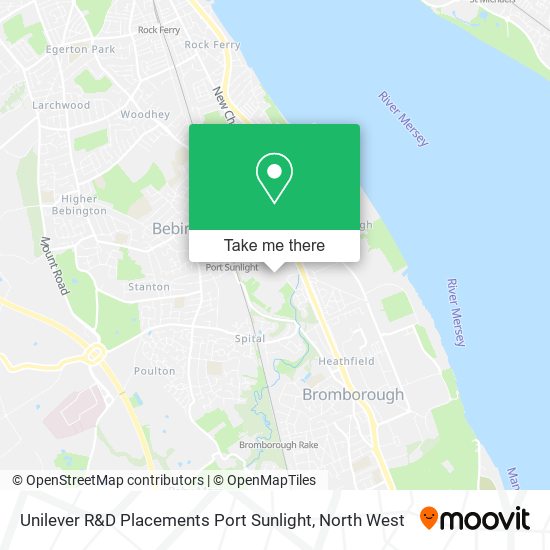 Unilever R&D Placements Port Sunlight map