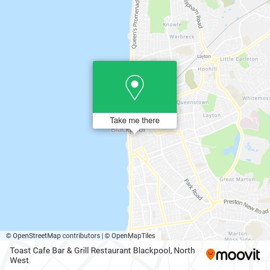 Toast Cafe Bar & Grill Restaurant Blackpool map