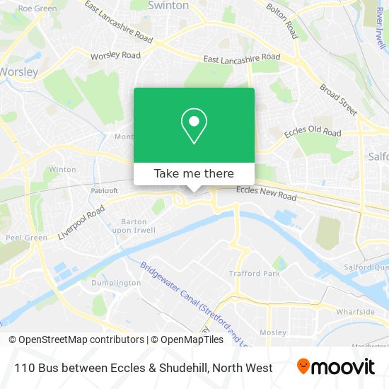 110 Bus between Eccles & Shudehill map