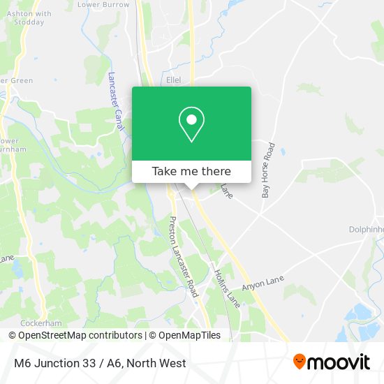 M6 Junction 33 / A6 map