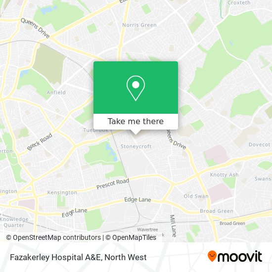 Fazakerley Hospital A&E map