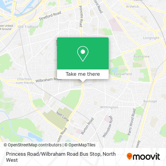 Princess Road / Wilbraham Road Bus Stop map