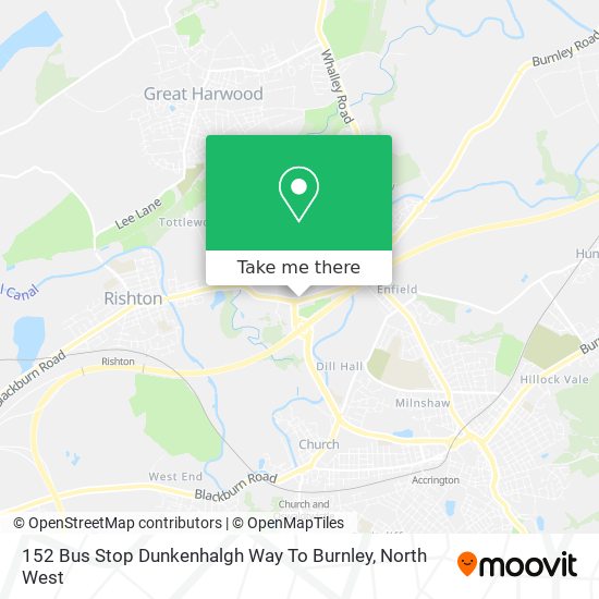 152 Bus Stop Dunkenhalgh Way To Burnley map