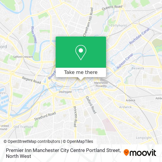 Premier Inn Manchester City Centre Portland Street map