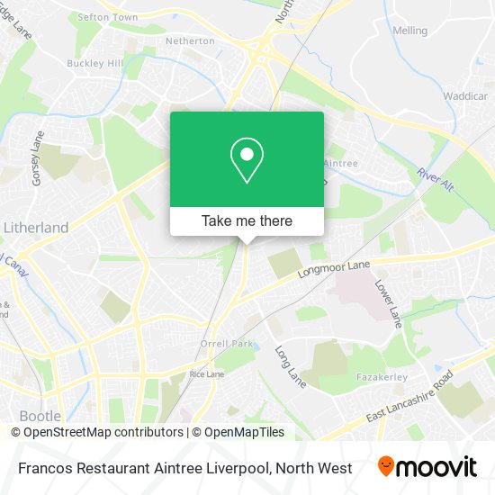Francos Restaurant Aintree Liverpool map