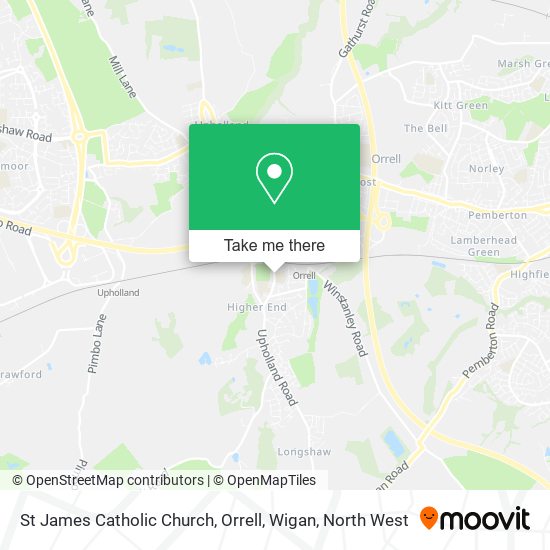 St James Catholic Church, Orrell, Wigan map