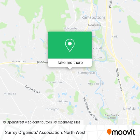 Surrey Organists' Association map